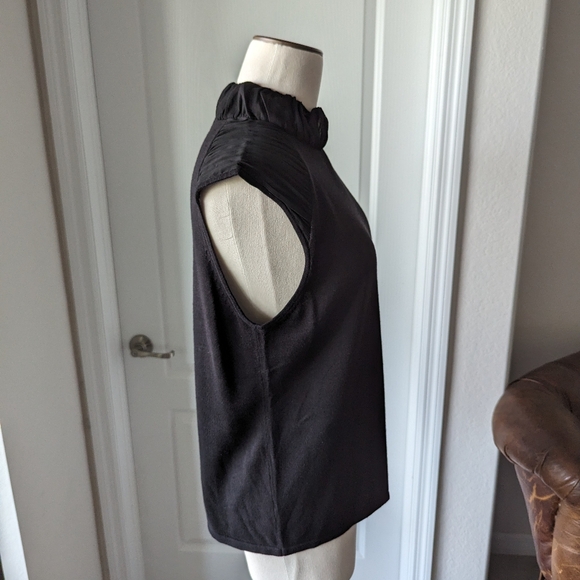 Sag Harbor Black Sleeveless Chiffon & Knit Mockneck Sweater - Picture 6 of 7